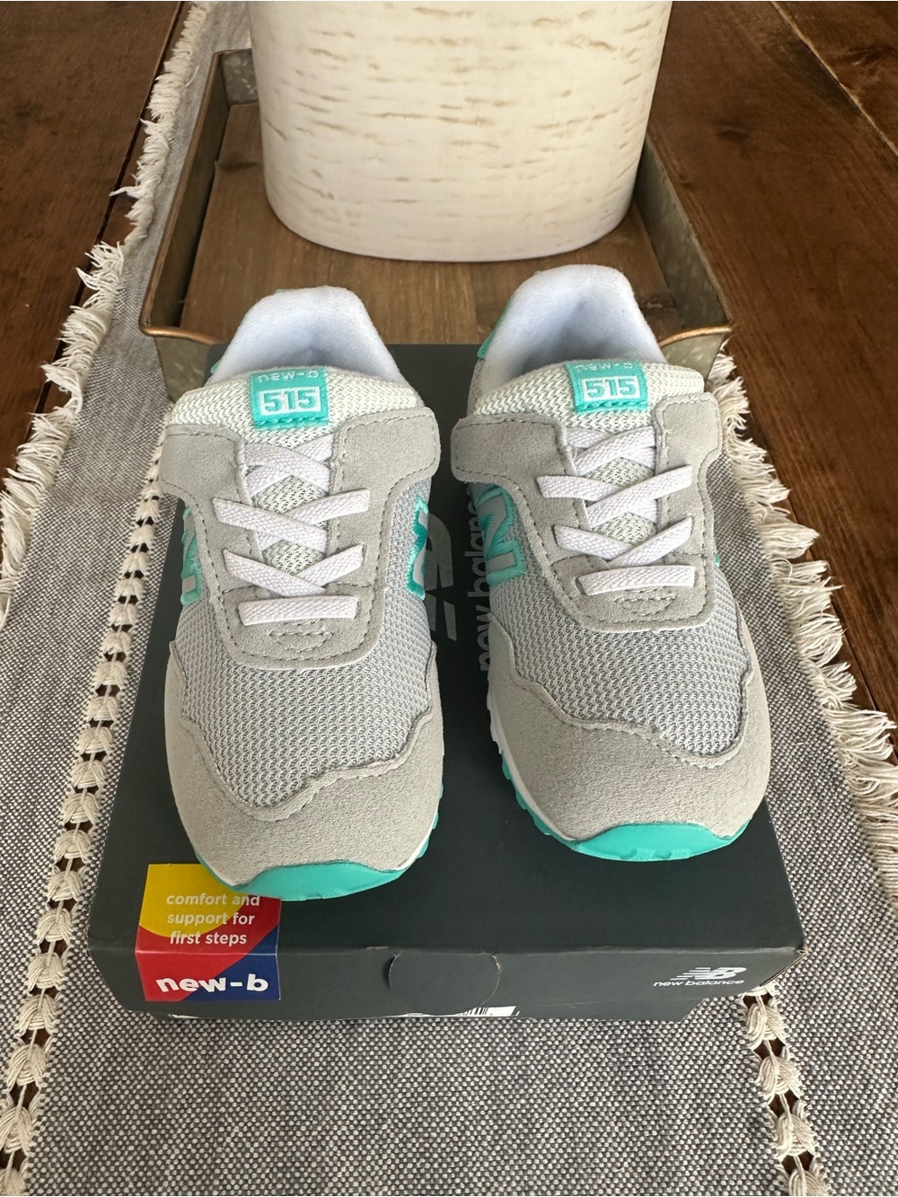 New Balance Kids' 515 Grey & Teal Casual Sneakers - Picture 5 of 7